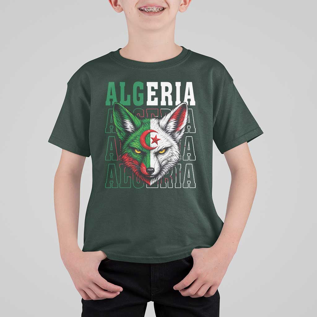 Algerian Fennec Fox Face Algeria National Flag Graphic T Shirt For Kid Proud North African Desert Animal