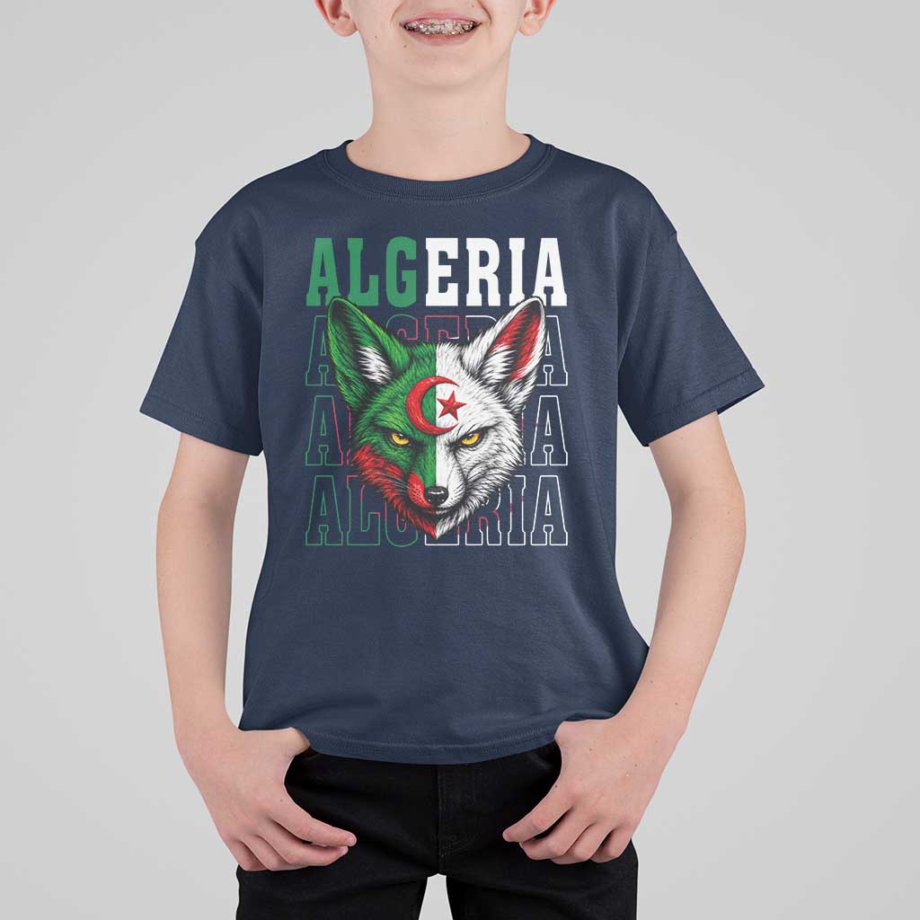 Algerian Fennec Fox Face Algeria National Flag Graphic T Shirt For Kid Proud North African Desert Animal