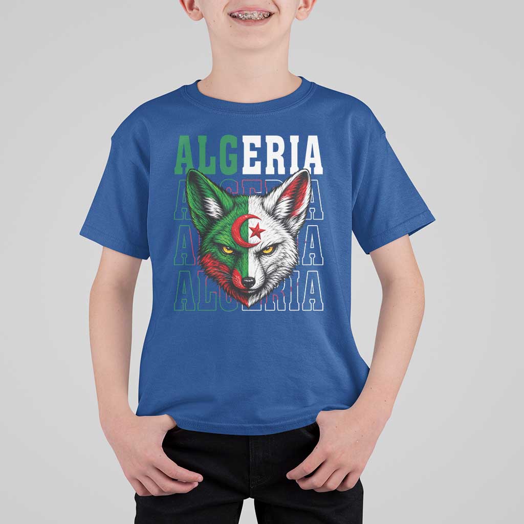 Algerian Fennec Fox Face Algeria National Flag Graphic T Shirt For Kid Proud North African Desert Animal