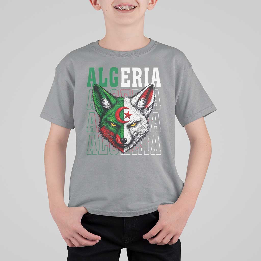 Algerian Fennec Fox Face Algeria National Flag Graphic T Shirt For Kid Proud North African Desert Animal