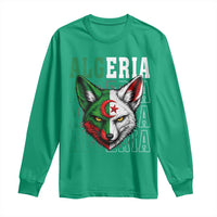 Algerian Fennec Fox Face Algeria National Flag Graphic Long Sleeve Shirt Proud North African Desert Animal