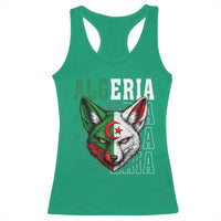 Algerian Fennec Fox Face Algeria National Flag Graphic Racerback Tank Top Proud North African Desert Animal