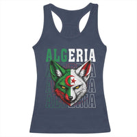 Algerian Fennec Fox Face Algeria National Flag Graphic Racerback Tank Top Proud North African Desert Animal