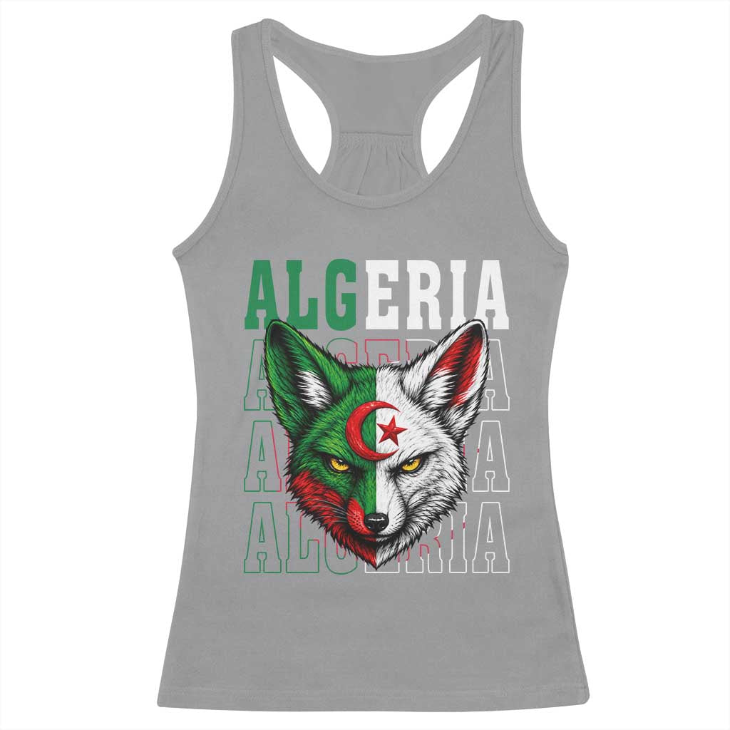 Algerian Fennec Fox Face Algeria National Flag Graphic Racerback Tank Top Proud North African Desert Animal