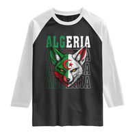 Algerian Fennec Fox Face Algeria National Flag Graphic Raglan Shirt Proud North African Desert Animal