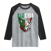 Algerian Fennec Fox Face Algeria National Flag Graphic Raglan Shirt Proud North African Desert Animal