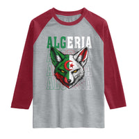 Algerian Fennec Fox Face Algeria National Flag Graphic Raglan Shirt Proud North African Desert Animal