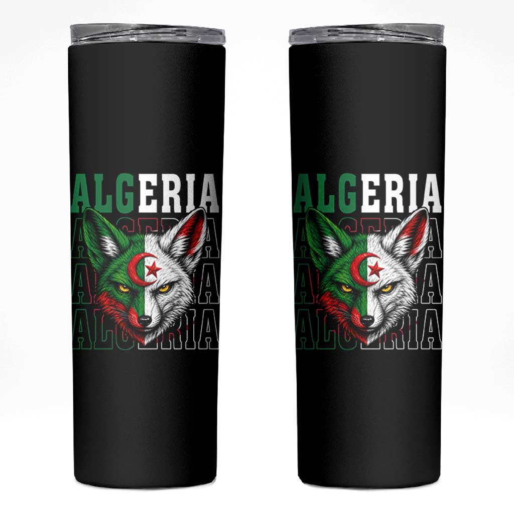 Algerian Fennec Fox Face Algeria National Flag Graphic Skinny Tumbler Proud North African Desert Animal
