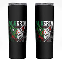 Algerian Fennec Fox Face Algeria National Flag Graphic Skinny Tumbler Proud North African Desert Animal