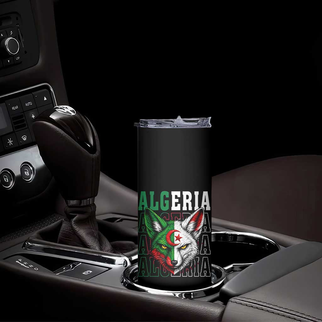 Algerian Fennec Fox Face Algeria National Flag Graphic Skinny Tumbler Proud North African Desert Animal