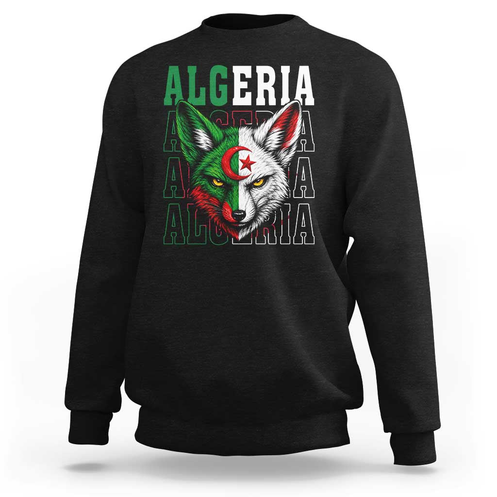 Algerian Fennec Fox Face Algeria National Flag Graphic Sweatshirt Proud North African Desert Animal