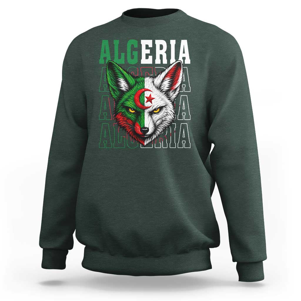 Algerian Fennec Fox Face Algeria National Flag Graphic Sweatshirt Proud North African Desert Animal