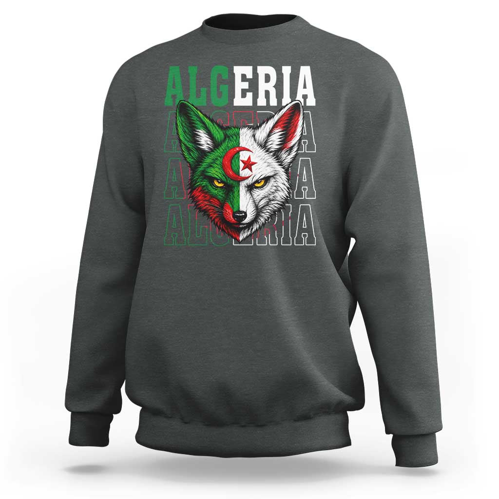 Algerian Fennec Fox Face Algeria National Flag Graphic Sweatshirt Proud North African Desert Animal
