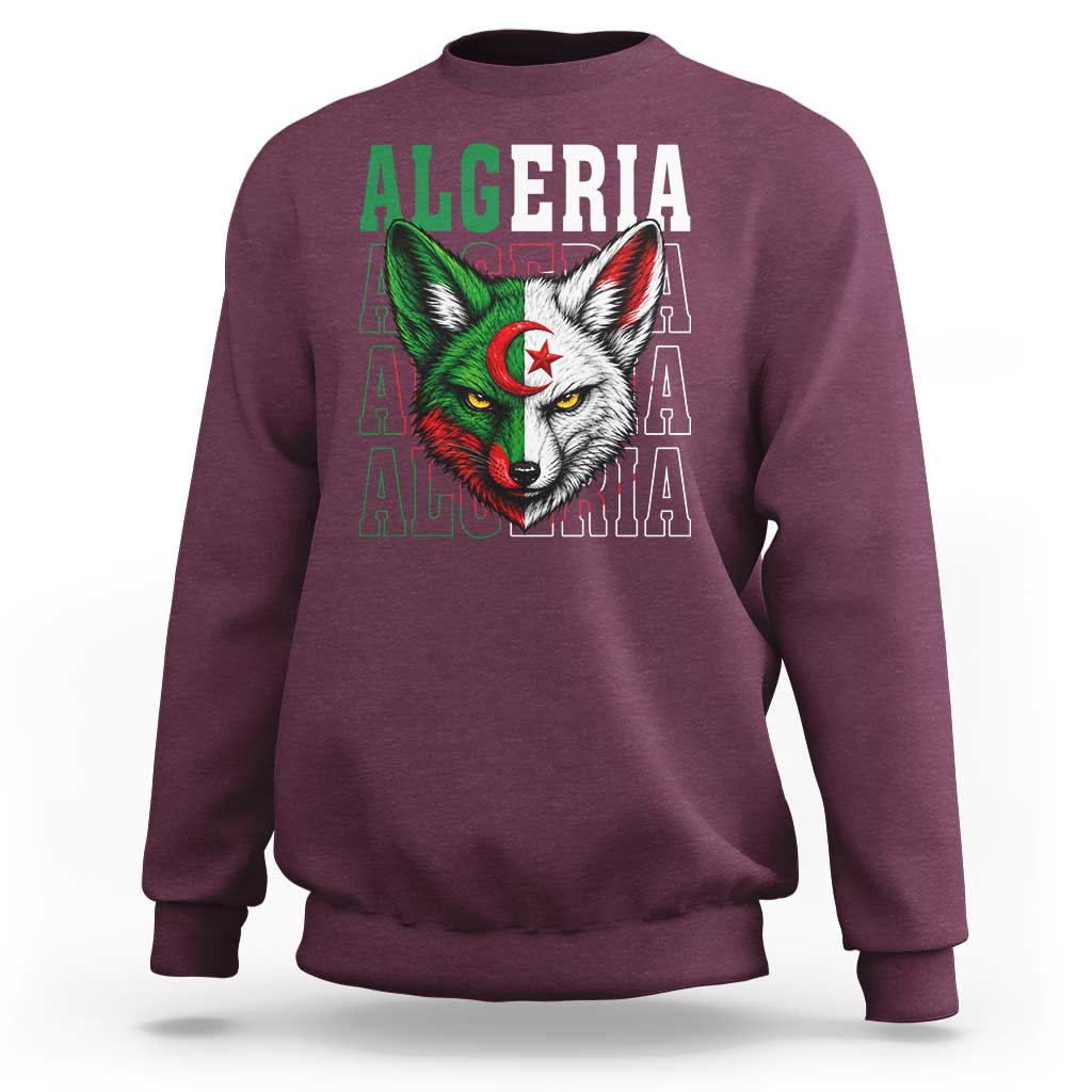 Algerian Fennec Fox Face Algeria National Flag Graphic Sweatshirt Proud North African Desert Animal