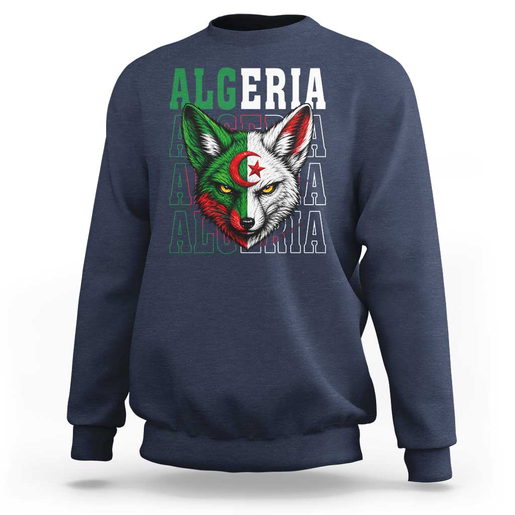 Algerian Fennec Fox Face Algeria National Flag Graphic Sweatshirt Proud North African Desert Animal