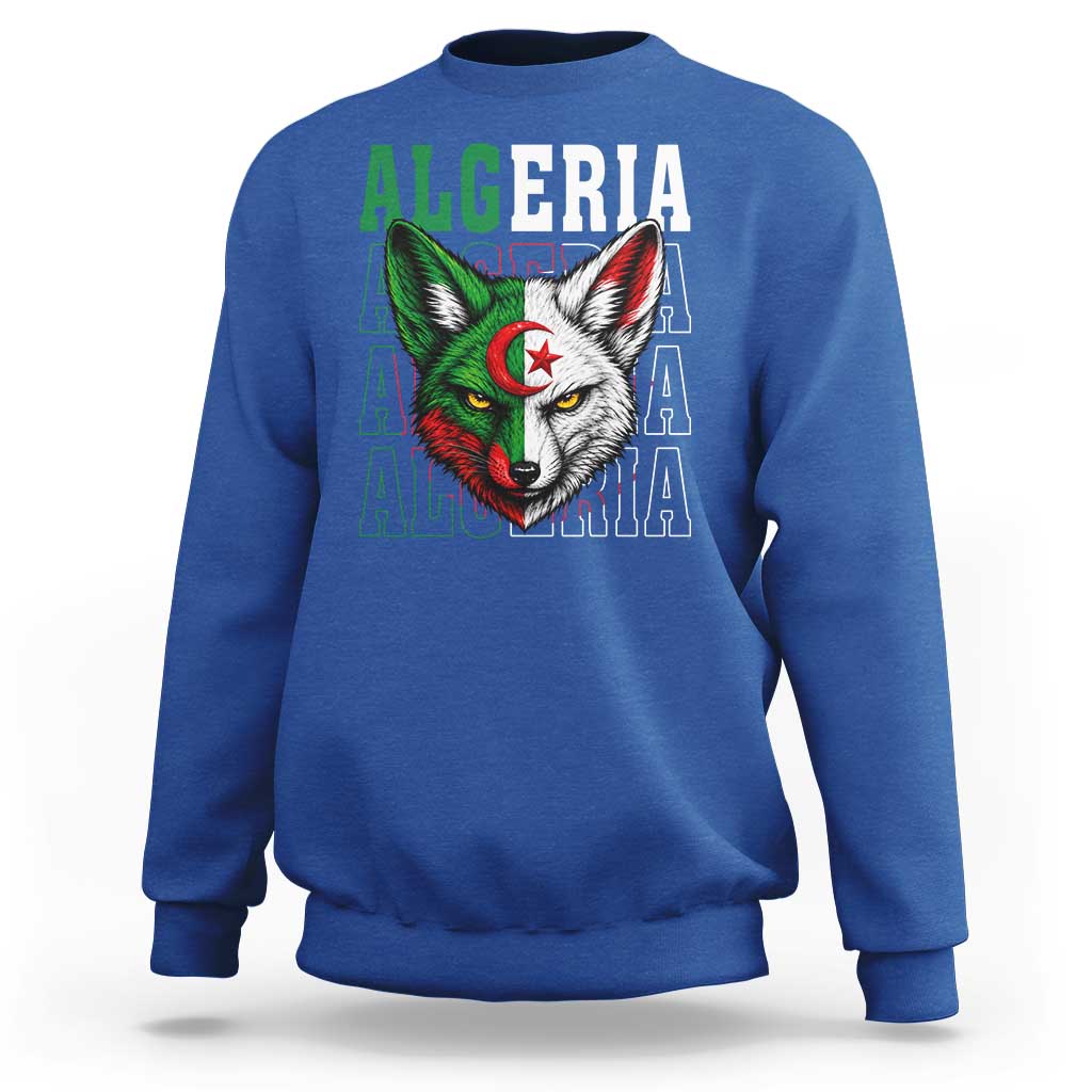 Algerian Fennec Fox Face Algeria National Flag Graphic Sweatshirt Proud North African Desert Animal