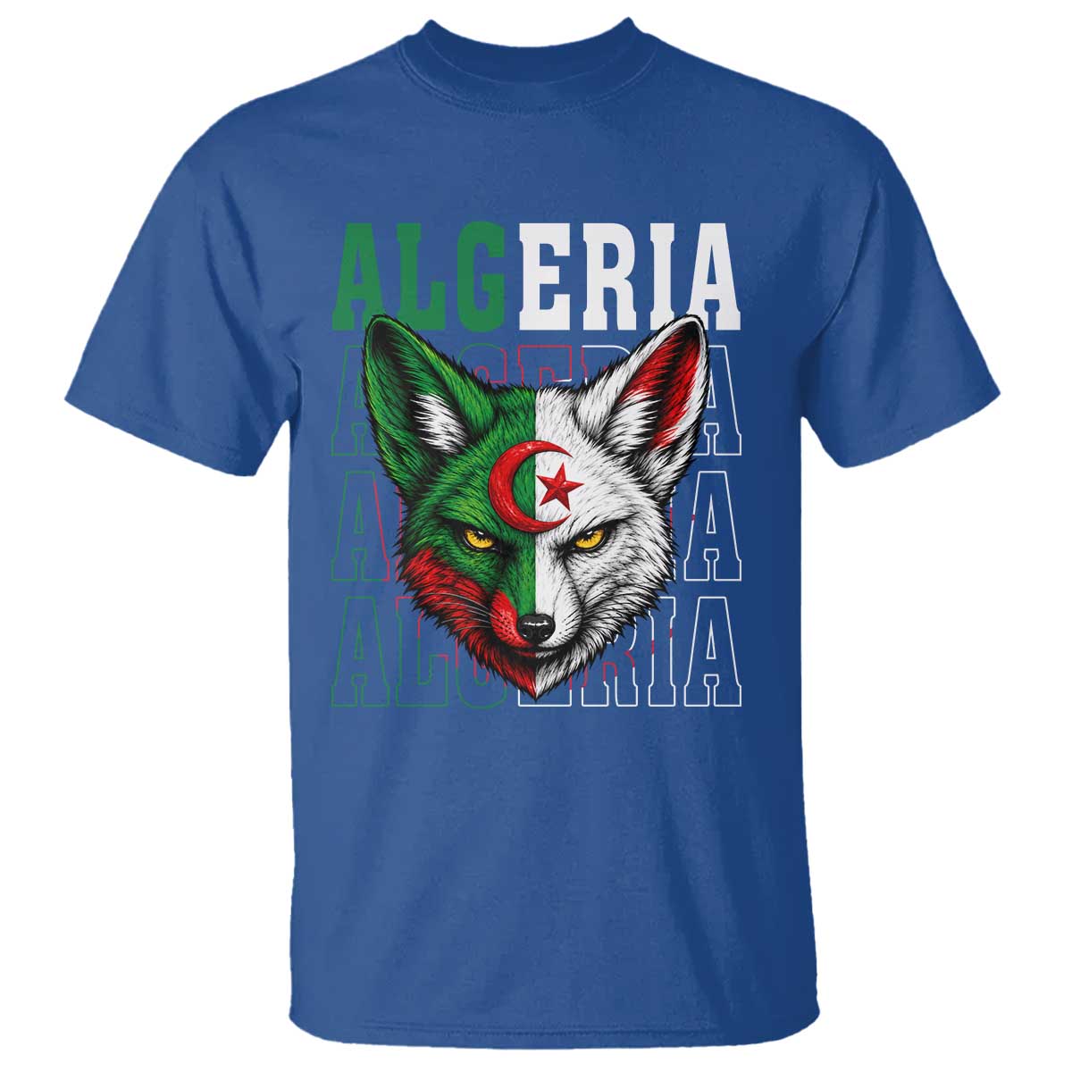 Algerian Fennec Fox Face Algeria National Flag Graphic T Shirt Proud North African Desert Animal