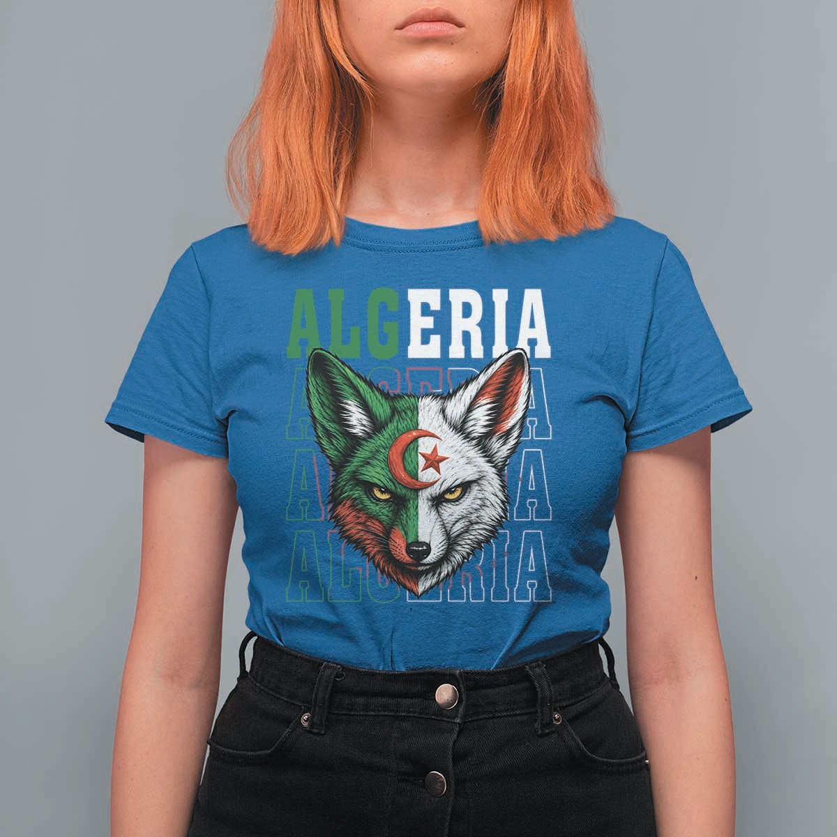 Algerian Fennec Fox Face Algeria National Flag Graphic T Shirt For Women Proud North African Desert Animal