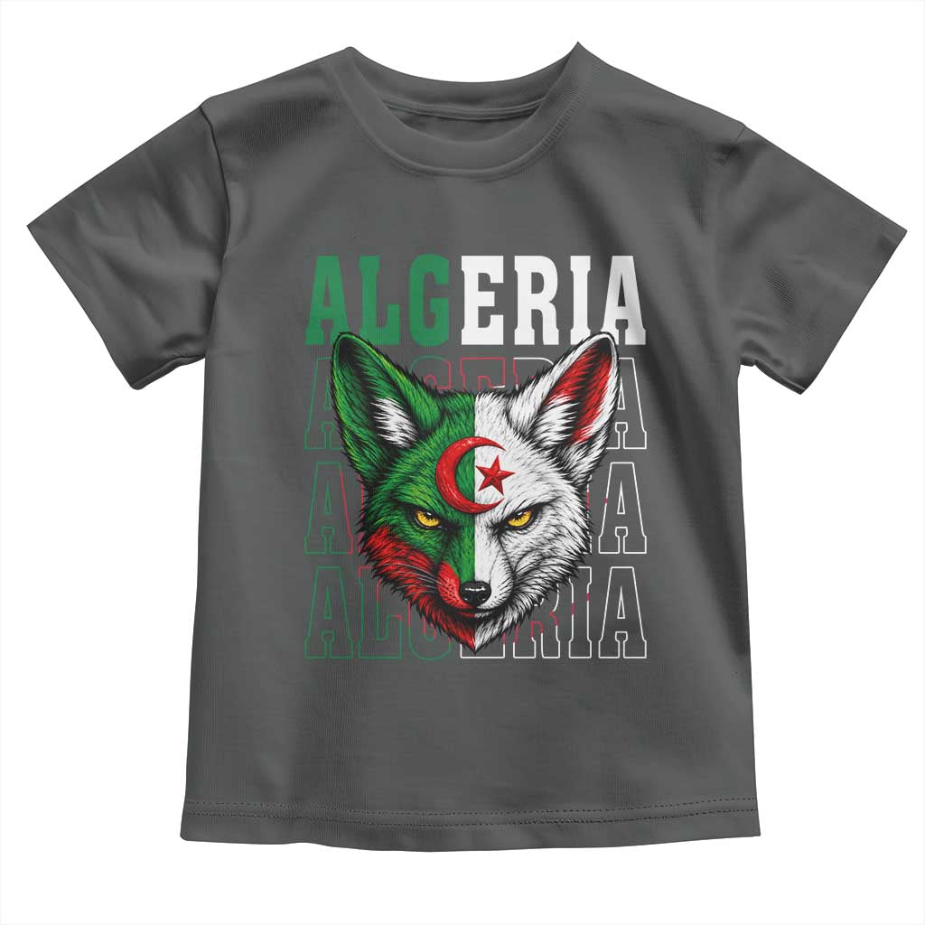 Algerian Fennec Fox Face Algeria National Flag Graphic Toddler T Shirt Proud North African Desert Animal