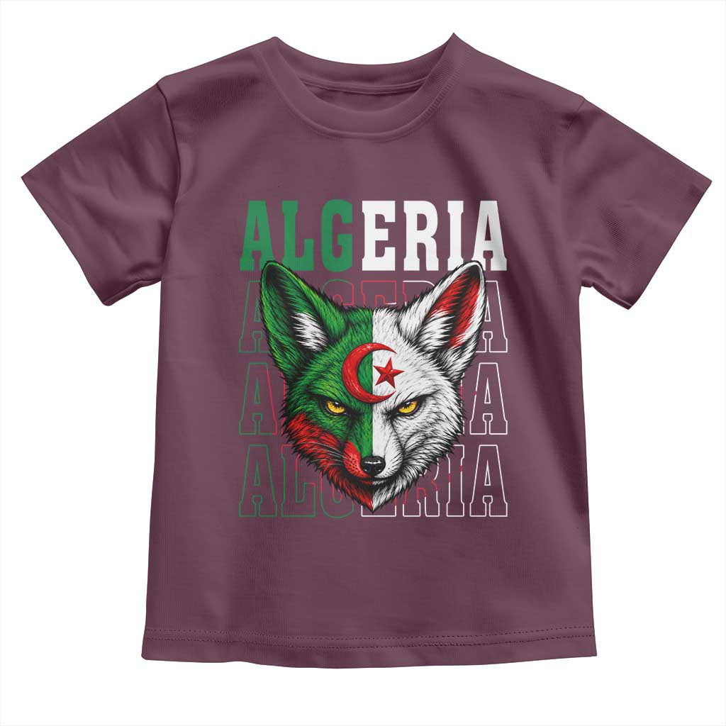 Algerian Fennec Fox Face Algeria National Flag Graphic Toddler T Shirt Proud North African Desert Animal