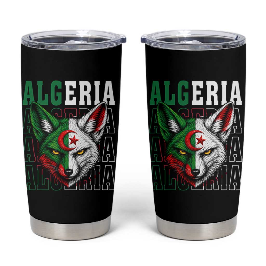 Algerian Fennec Fox Face Algeria National Flag Graphic Tumbler Cup Proud North African Desert Animal