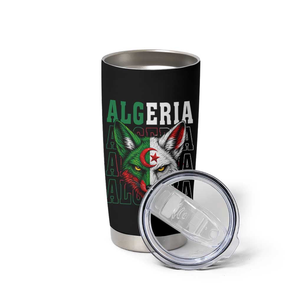 Algerian Fennec Fox Face Algeria National Flag Graphic Tumbler Cup Proud North African Desert Animal