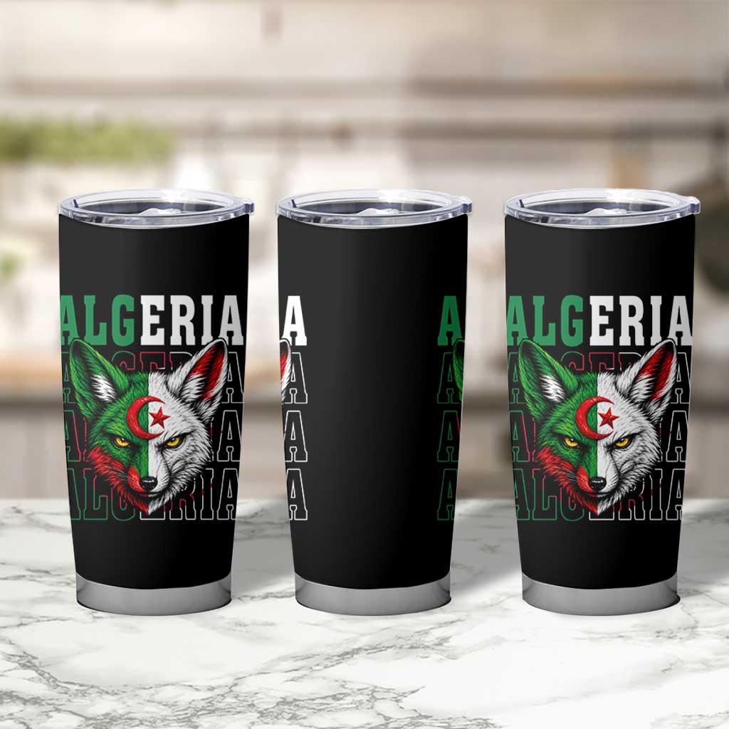 Algerian Fennec Fox Face Algeria National Flag Graphic Tumbler Cup Proud North African Desert Animal