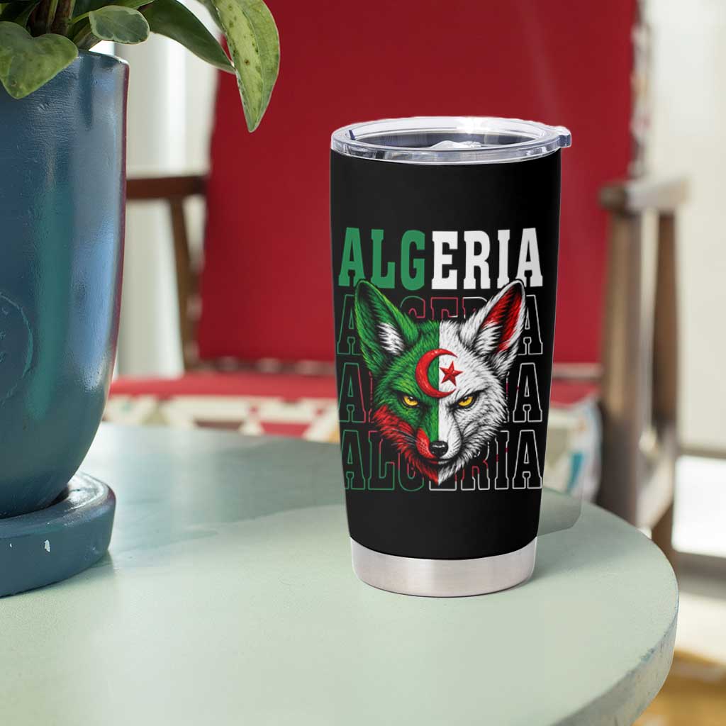 Algerian Fennec Fox Face Algeria National Flag Graphic Tumbler Cup Proud North African Desert Animal