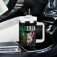 Algerian Fennec Fox Face Algeria National Flag Graphic Tumbler With Handle Proud North African Desert Animal