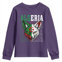 Algerian Fennec Fox Face Algeria National Flag Graphic Youth Sweatshirt Proud North African Desert Animal