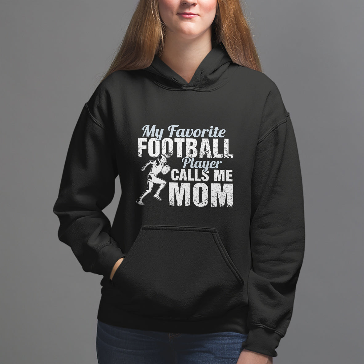 Football Mom Hoodie My Favorite Football Player Calls Me Mom - Wonder Print Shop