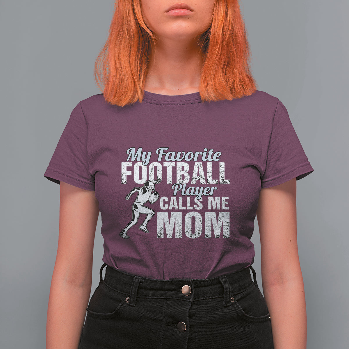 Football Mom T Shirt For Women My Favorite Football Player Calls Me Mom - Wonder Print Shop