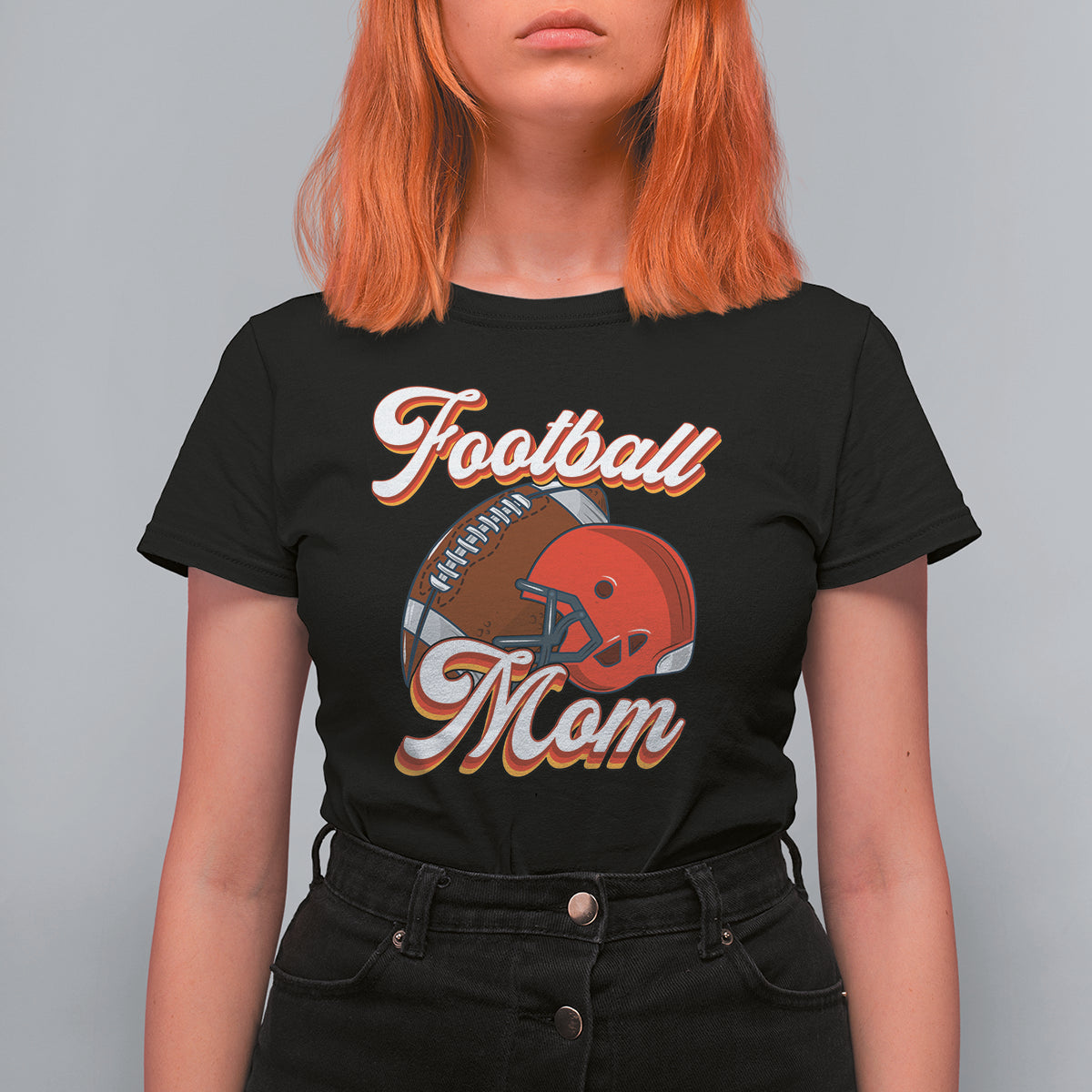 Football Mom T Shirt For Women Women Game Day Sunday Funday Rugby Helmet - Wonder Print Shop