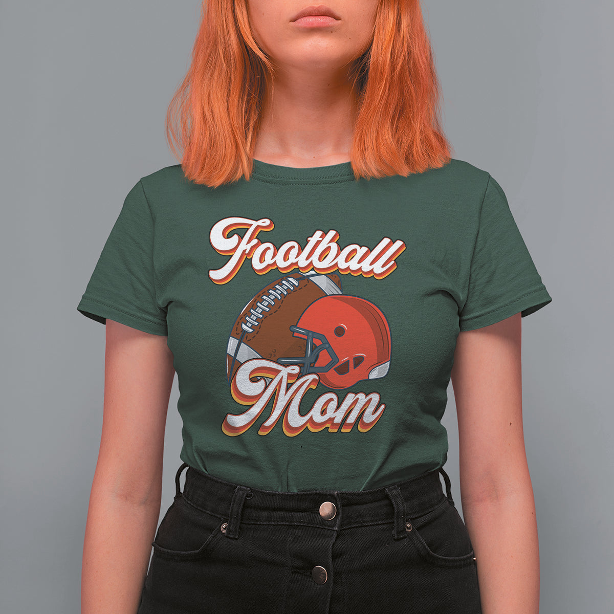 Football Mom T Shirt For Women Women Game Day Sunday Funday Rugby Helmet - Wonder Print Shop