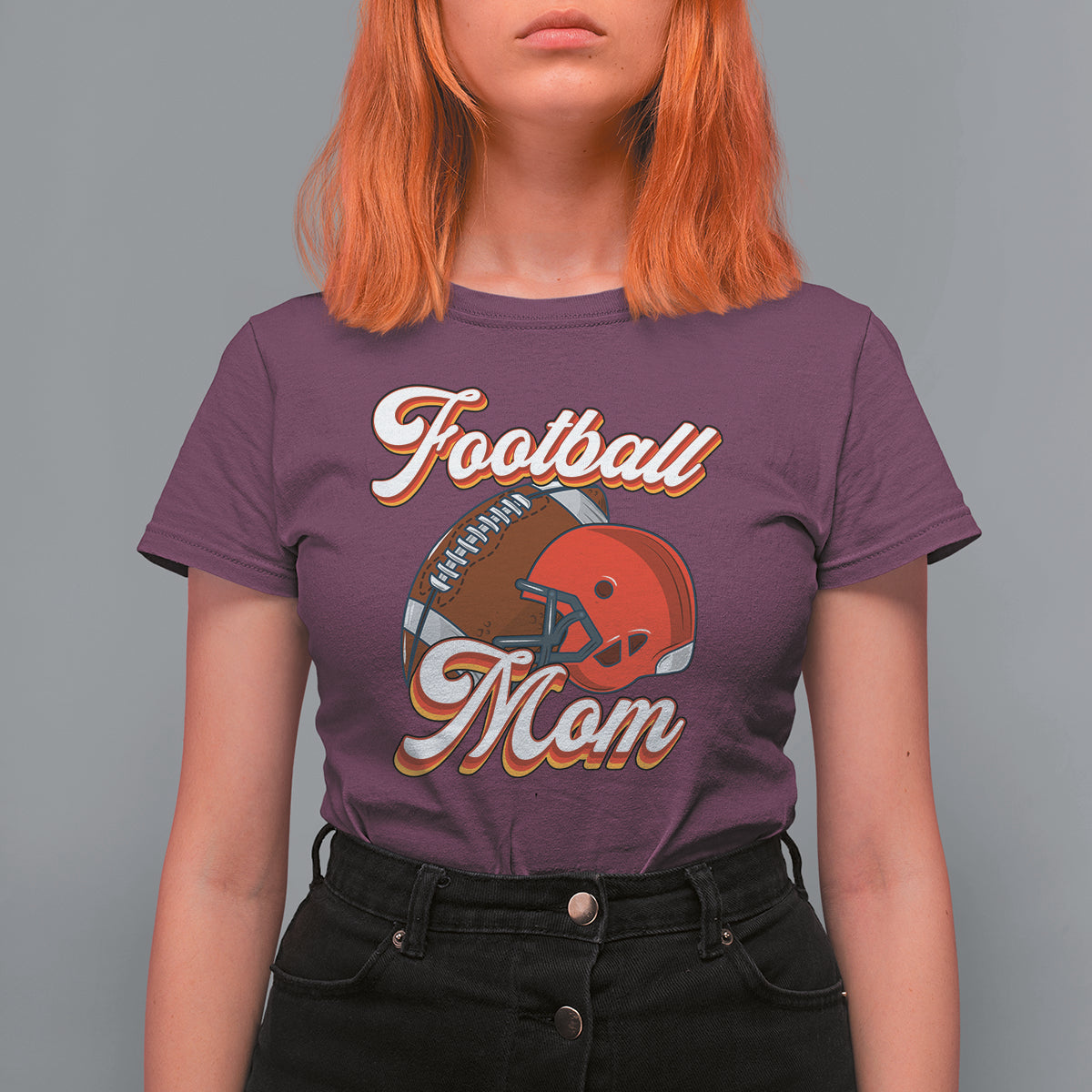 Football Mom T Shirt For Women Women Game Day Sunday Funday Rugby Helmet - Wonder Print Shop