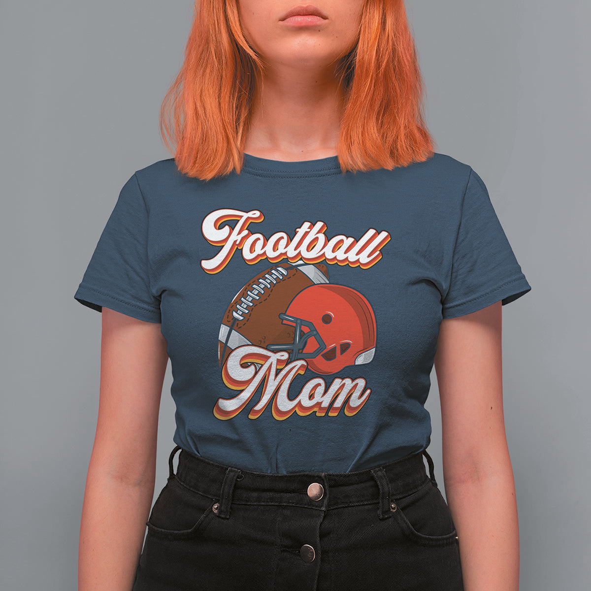 Football Mom T Shirt For Women Women Game Day Sunday Funday Rugby Helmet - Wonder Print Shop