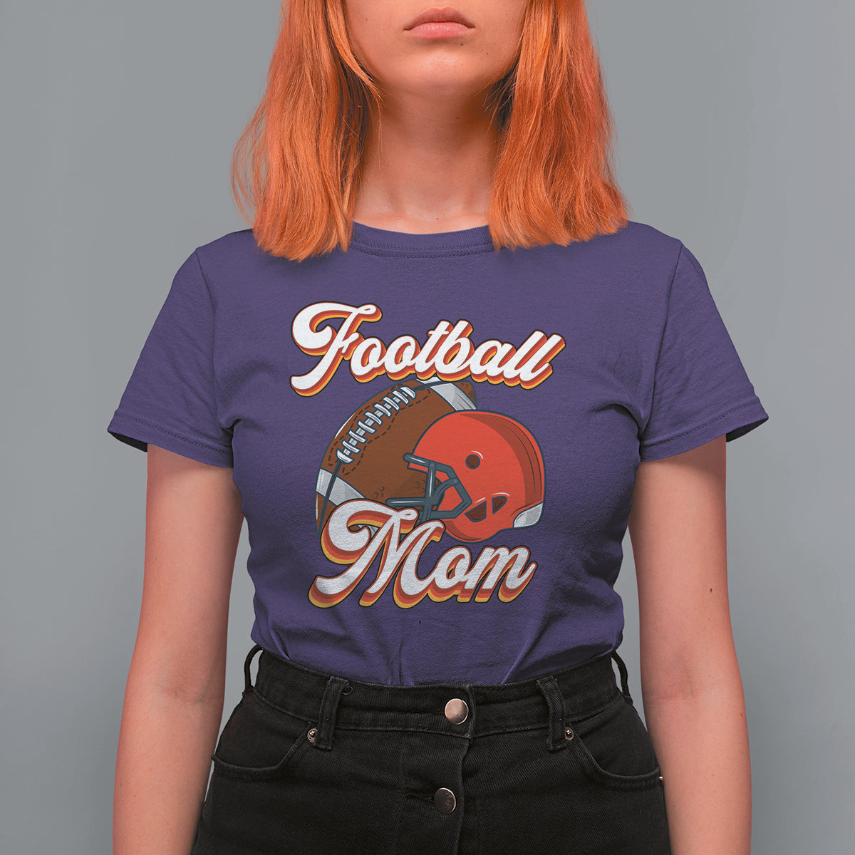 Football Mom T Shirt For Women Women Game Day Sunday Funday Rugby Helmet - Wonder Print Shop