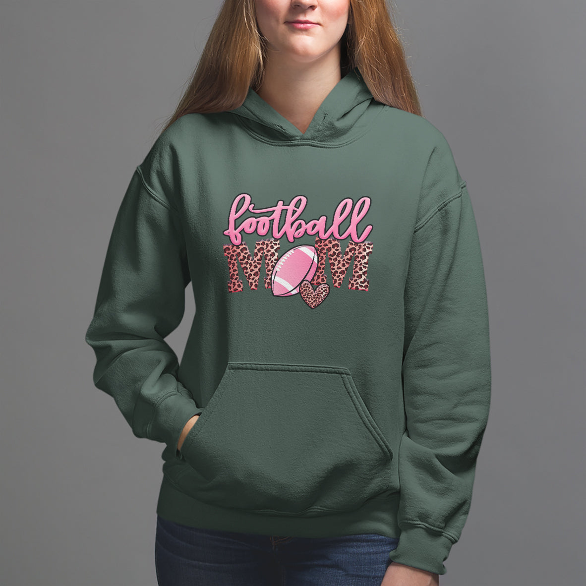 Football Mom Hoodie Leopard Women Game Day Sunday Funday Rugby - Wonder Print Shop