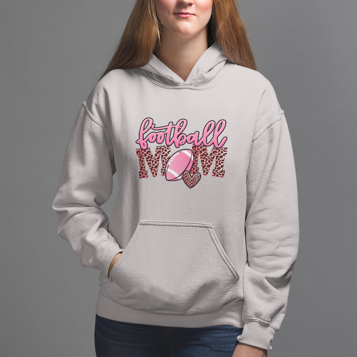 Football Mom Hoodie Leopard Women Game Day Sunday Funday Rugby - Wonder Print Shop