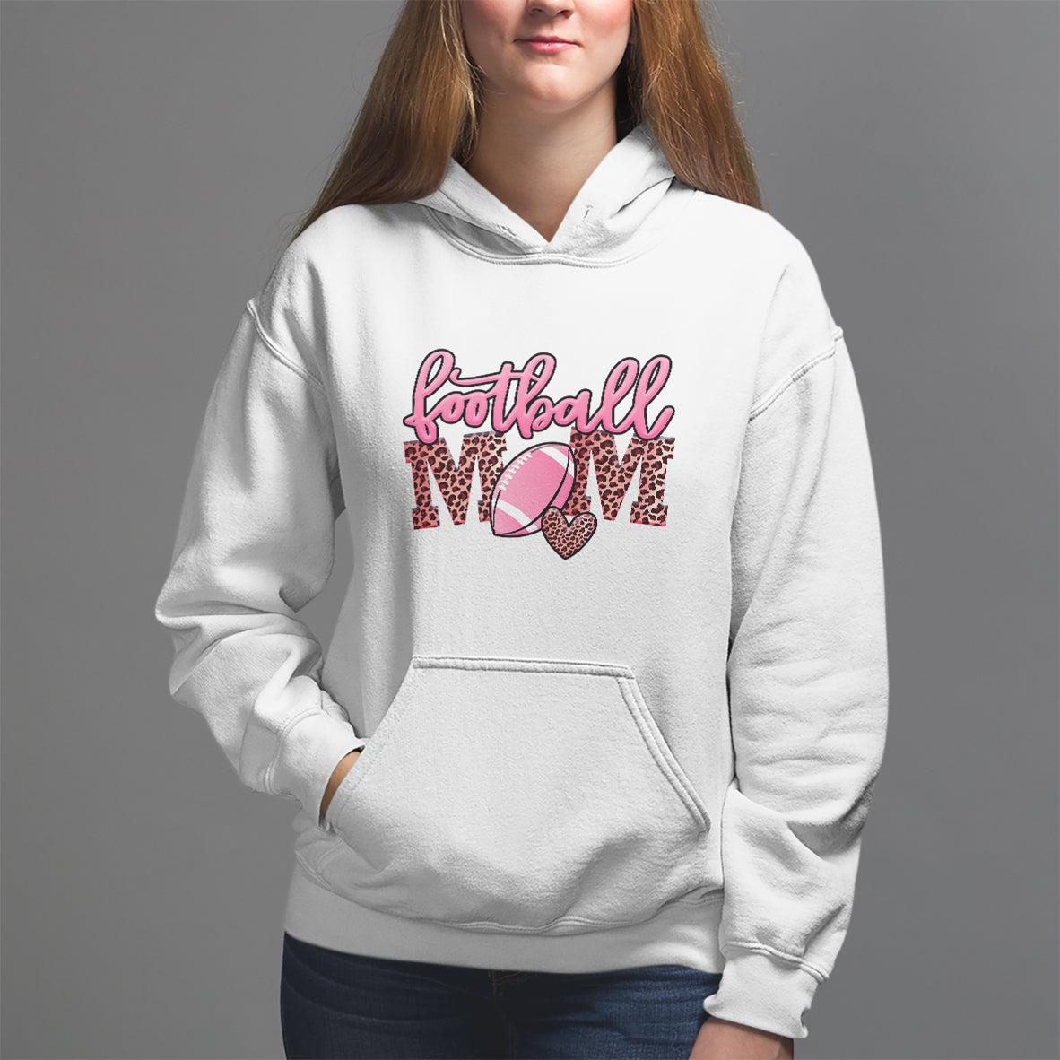Football Mom Hoodie Leopard Women Game Day Sunday Funday Rugby - Wonder Print Shop
