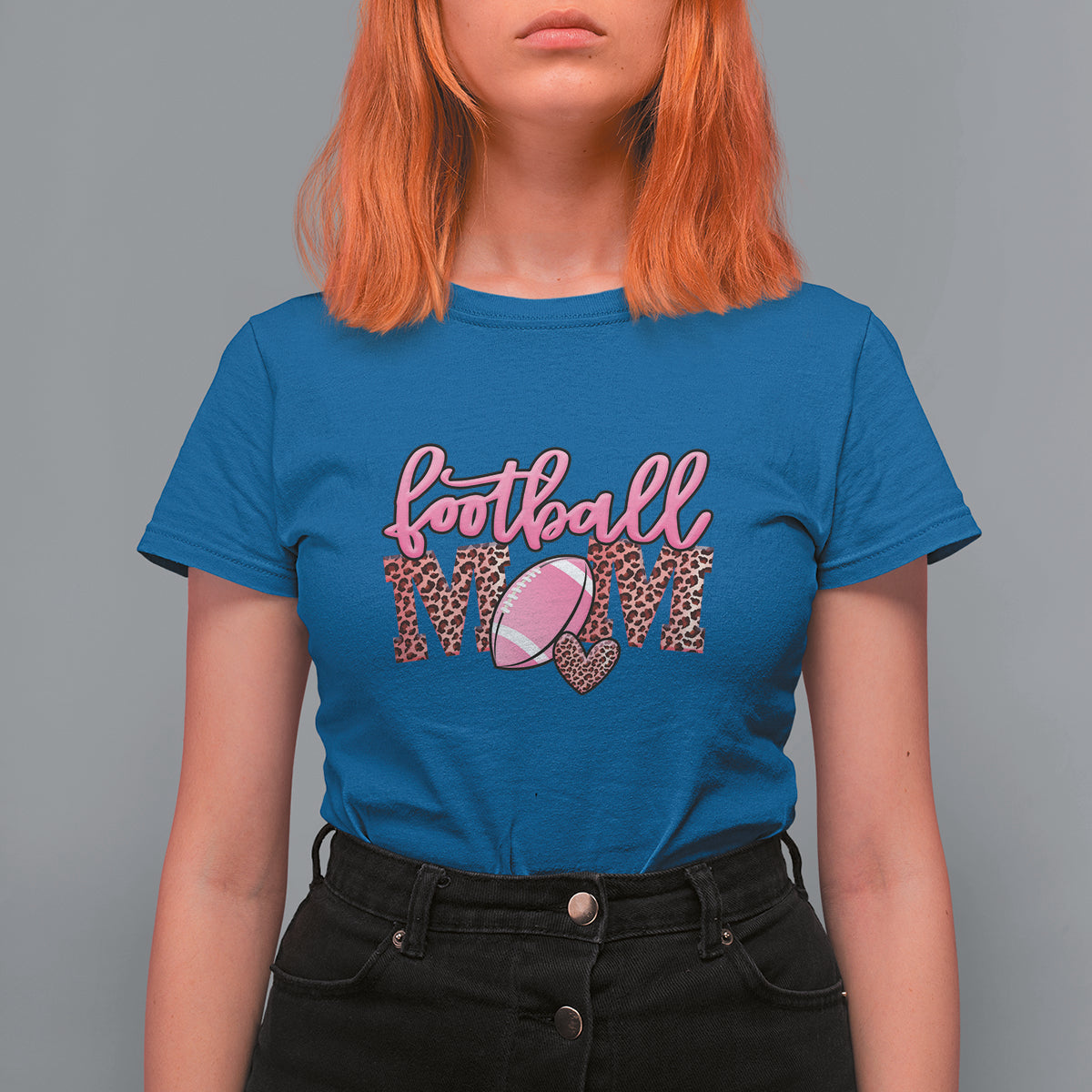 Football Mom T Shirt For Women Leopard Women Game Day Sunday Funday Rugby - Wonder Print Shop