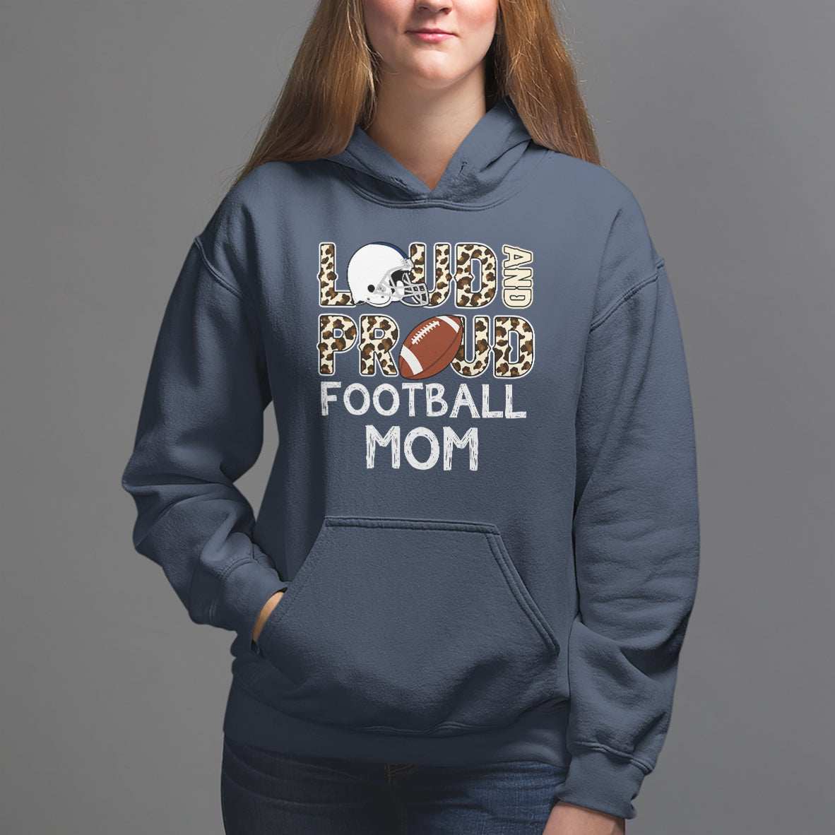 Football Mom Hoodie Loud And Proud Football Mom Rugby Helmet - Wonder Print Shop