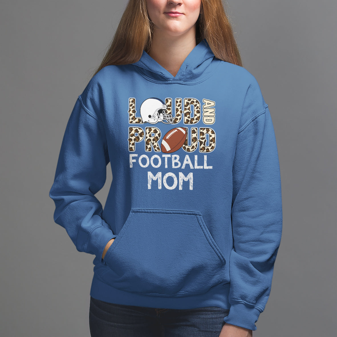 Football Mom Hoodie Loud And Proud Football Mom Rugby Helmet - Wonder Print Shop