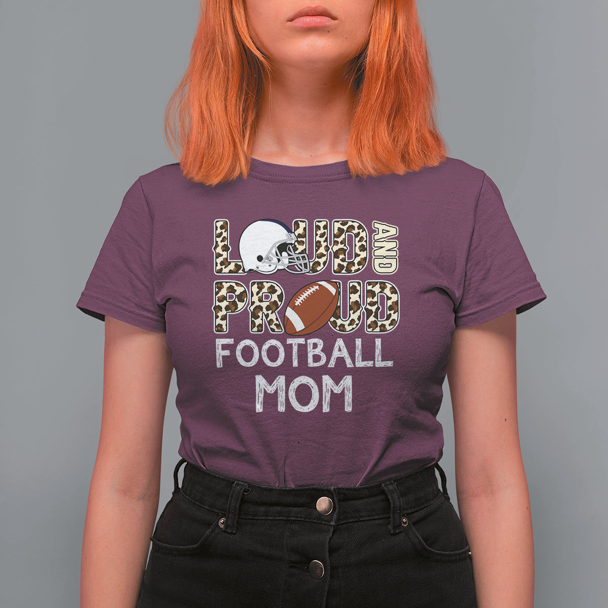 Football Mom T Shirt For Women Loud And Proud Football Mom Rugby Helmet - Wonder Print Shop