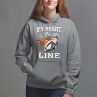 Football Mom Hoodie My Heart Is On That Line Rugby Player - Wonder Print Shop