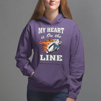 Football Mom Hoodie My Heart Is On That Line Rugby Player - Wonder Print Shop