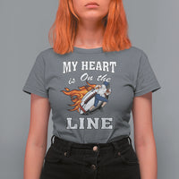 Football Mom T Shirt For Women My Heart Is On That Line Rugby Player - Wonder Print Shop