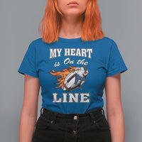 Football Mom T Shirt For Women My Heart Is On That Line Rugby Player - Wonder Print Shop