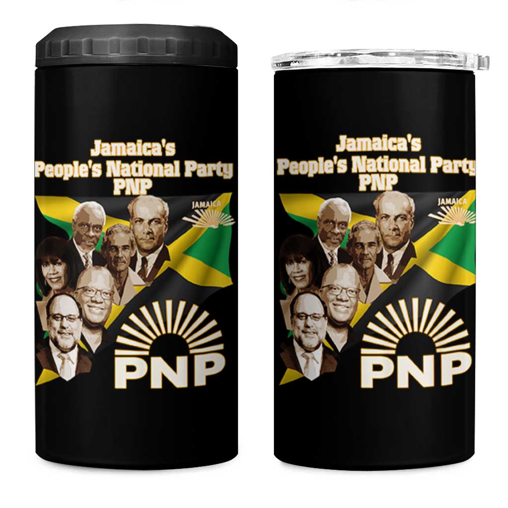 Jamaica People's National Party PNP Supporter 4 in 1 Can Cooler Tumbler Patriotic Political Leaders Tribute Jamaican Flag - Wonder Print Shop