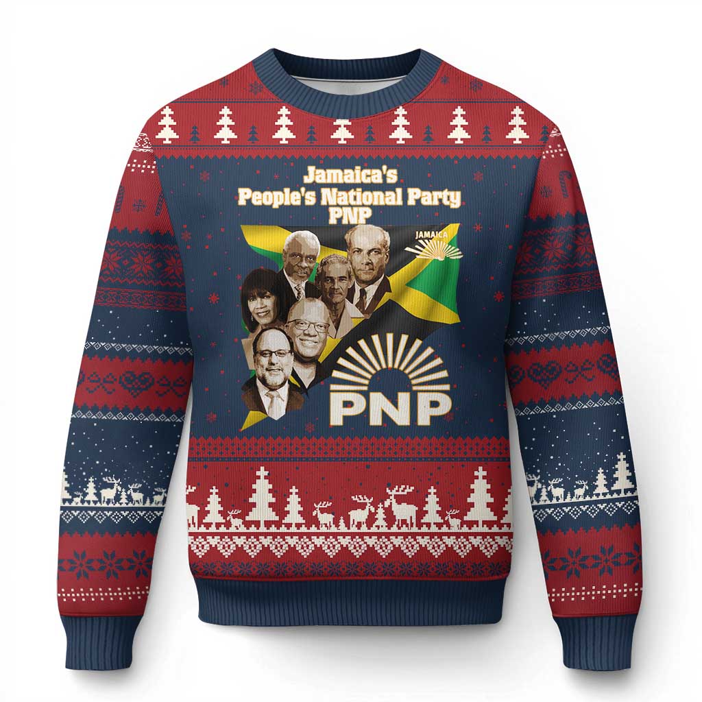Jamaica People's National Party PNP Supporter Ugly Christmas Sweater Patriotic Political Leaders Tribute Jamaican Flag - Wonder Print Shop